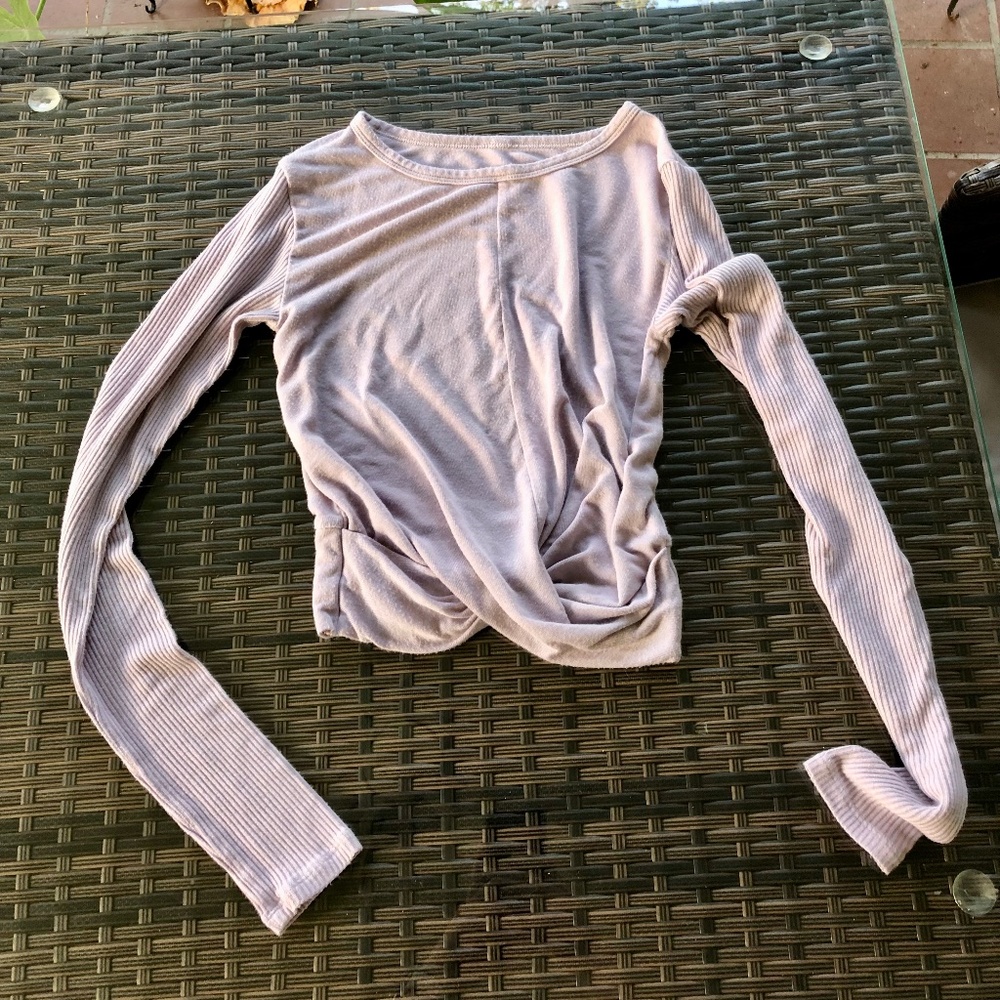 Alo Cover Long Sleeve Mauve Twist crop top